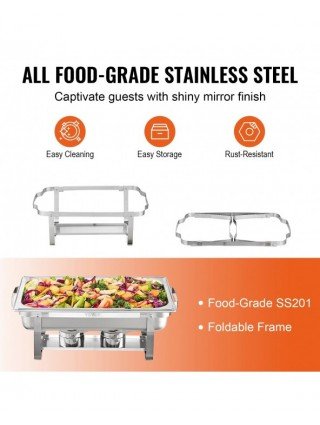 8QT Rectangle Chafing Dish 4/6 Packs Stainless Steel Chafer