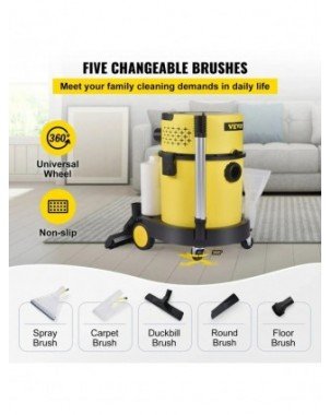 Wet Dry Vacuum Cleaner, 5.3 Gallon 2 Peak HP, 4-in-1 Portable