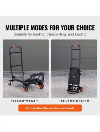 300 lbs Folding Hand Truck 2 in 1 Aluminum Lightweight Platform