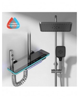 Bathroom Digital Display Shower System Brass Waterfall Shower
