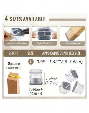 28Pcs Chair Leg Floor Protectors Square, Silicone Felt