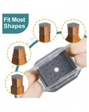 28Pcs Chair Leg Floor Protectors Square, Silicone Felt