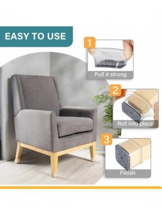 28Pcs Chair Leg Floor Protectors Square, Silicone Felt