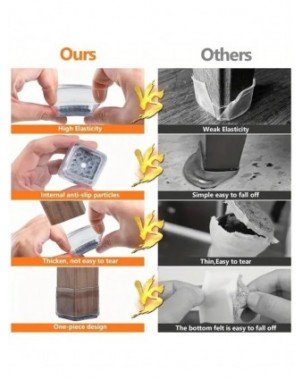 28Pcs Chair Leg Floor Protectors Square, Silicone Felt