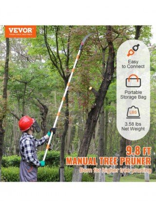 Manual Pole Saw 4.6-9.8ft Extendable Pruner Manual High Branch