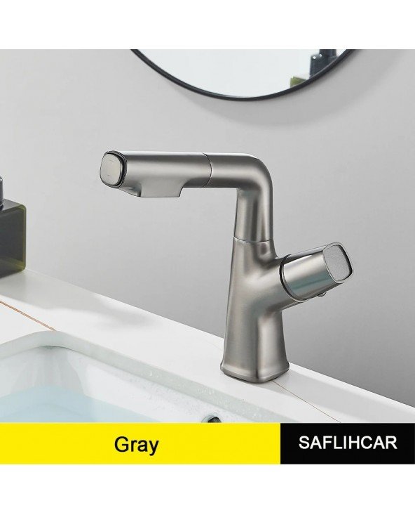 Gray Waterfall Bathroom Basin Faucet Hot Cold Water Mixer Lift Gray Waterfall Bathroom Basin Faucet Hot Cold Water Mixer Lift