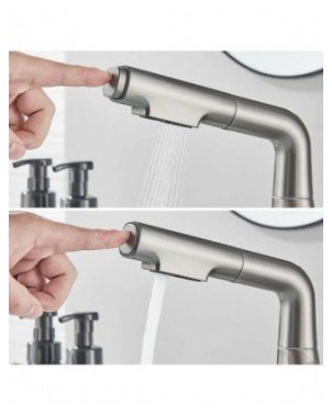 Gray Waterfall Bathroom Basin Faucet Hot Cold Water Mixer Lift