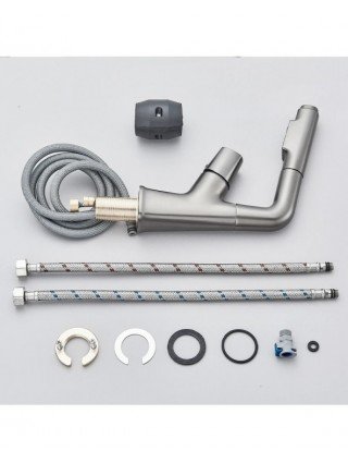 Gray Waterfall Bathroom Basin Faucet Hot Cold Water Mixer Lift