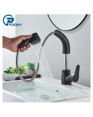 Pull Out Black Bathroom Sink Faucet Hot and Cold Water Mixer