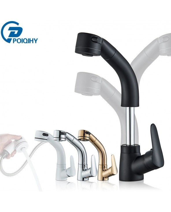 Pull Out Black Bathroom Sink Faucet Hot and Cold Water Mixer Pull Out Black Bathroom Sink Faucet Hot and Cold Water Mixer