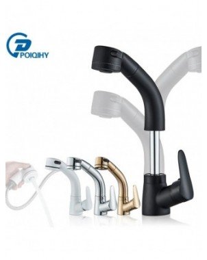 Pull Out Black Bathroom Sink Faucet Hot and Cold Water Mixer