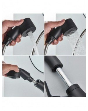 Pull Out Black Bathroom Sink Faucet Hot and Cold Water Mixer