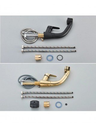 Pull Out Black Bathroom Sink Faucet Hot and Cold Water Mixer