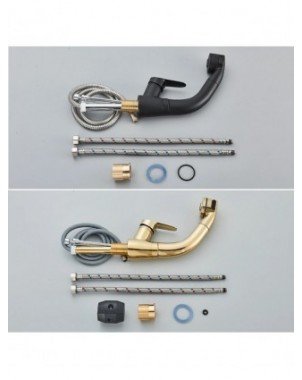 Pull Out Black Bathroom Sink Faucet Hot and Cold Water Mixer