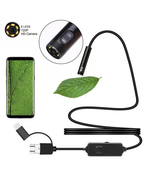 Endoscope Camera Dual Lens 8mm HD Borescope IP67 Waterproof