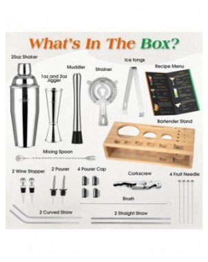 25 Pieces Mixology Bartender Kit with Cocktail Shaker &
