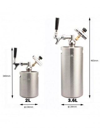 2L 3.6L Mini Beer Keg Stainless Steel Portable Beer Dispenser