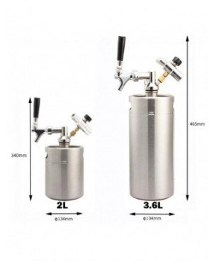 2L 3.6L Mini Beer Keg Stainless Steel Portable Beer Dispenser