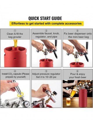 5L Mini Keg Pressurized Beer Keg System Stainless Steel Mini