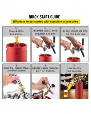 5L Mini Keg Pressurized Beer Keg System Stainless Steel Mini