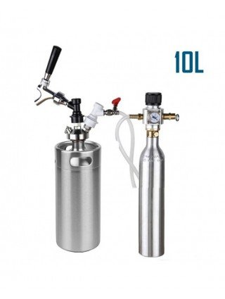10L Mini Growler,Pressurized Beer Keg Set with 90 PSI Co2