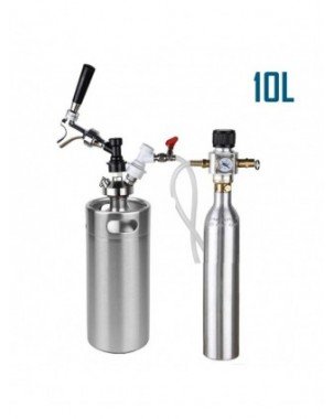 10L Mini Growler,Pressurized Beer Keg Set with 90 PSI Co2