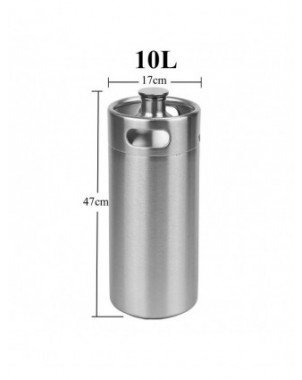 10L Mini Growler,Pressurized Beer Keg Set with 90 PSI Co2