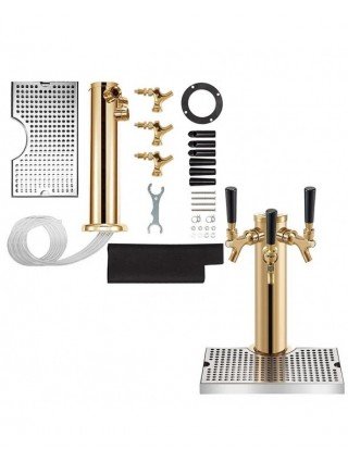 Stainless Steel Triple Taps Draft Beer Tower Dispenser with