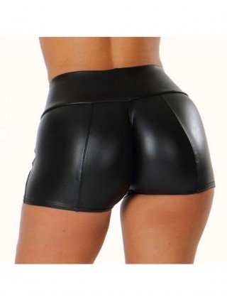 Leather Shorts Women High Waist Bodycon Push Up Black Short