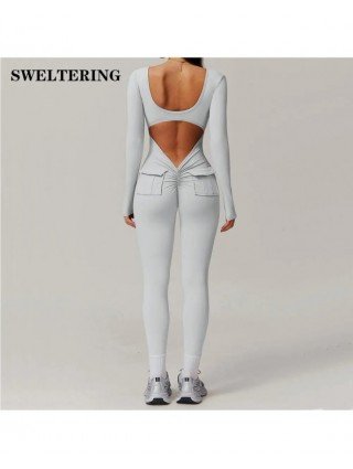 Women's Long Sleeved Yoga Set Jumpsuits One Piece Fitness