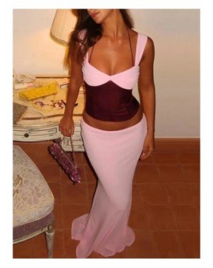 Sexy Spaghetti Strap Two Piece Sets Women Skirt Suit Backless