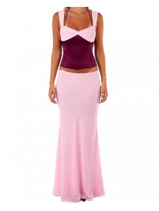 Sexy Spaghetti Strap Two Piece Sets Women Skirt Suit Backless
