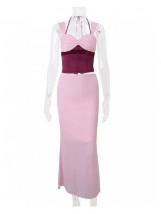 Sexy Spaghetti Strap Two Piece Sets Women Skirt Suit Backless