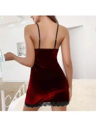 Sexy V-neck Solid Color Lace Golden Velvet Sling Hip Wrap