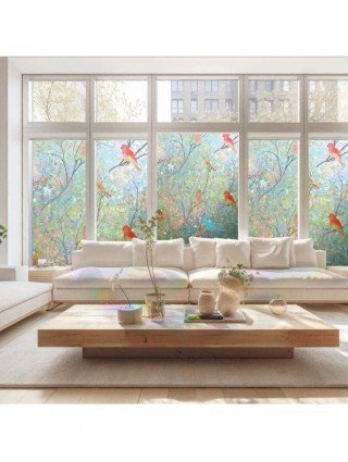 Rainbow Window Privacy Film,Hummingbirds Stained Glass Window