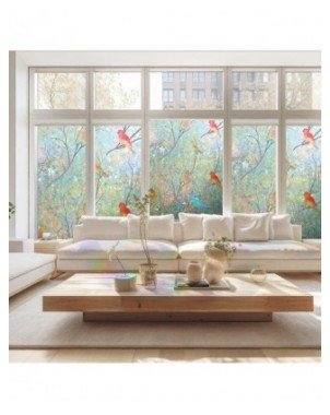 Rainbow Window Privacy Film,Hummingbirds Stained Glass Window