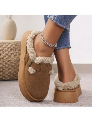 New Luxury Winter Women's Boken Shoes Plush Fashion Retro Bean