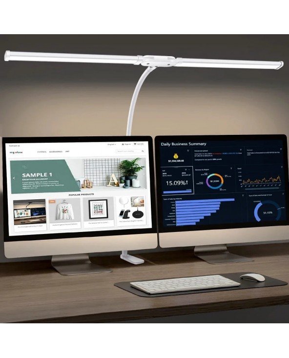 LED Double/Single Head Reading Desk Lamp Foldable Swing Arm