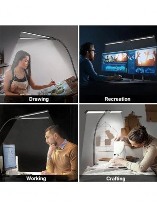 LED Double/Single Head Reading Desk Lamp Foldable Swing Arm
