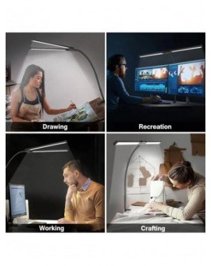 LED Double/Single Head Reading Desk Lamp Foldable Swing Arm