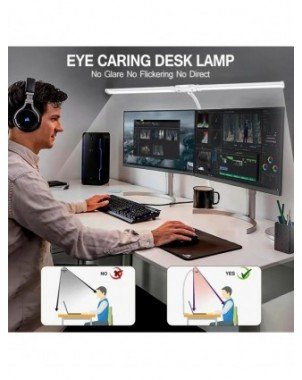LED Double/Single Head Reading Desk Lamp Foldable Swing Arm
