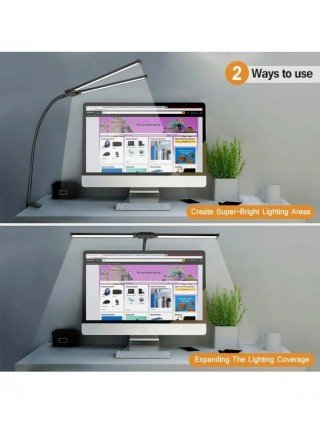 LED Double/Single Head Reading Desk Lamp Foldable Swing Arm