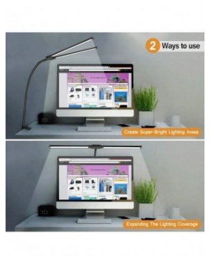 LED Double/Single Head Reading Desk Lamp Foldable Swing Arm