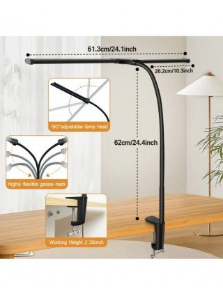 LED Double/Single Head Reading Desk Lamp Foldable Swing Arm