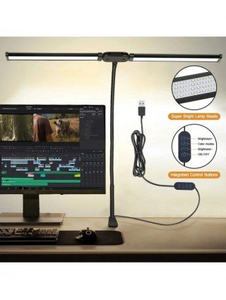 LED Double/Single Head Reading Desk Lamp Foldable Swing Arm