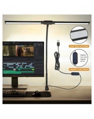 LED Double/Single Head Reading Desk Lamp Foldable Swing Arm