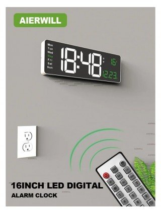 Aierwill N6 Digital Wall Clock 16inch Large Alarm Clock Remote