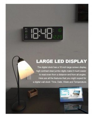 Aierwill N6 Digital Wall Clock 16inch Large Alarm Clock Remote