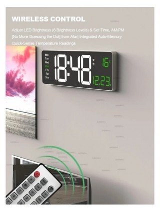 Aierwill N6 Digital Wall Clock 16inch Large Alarm Clock Remote