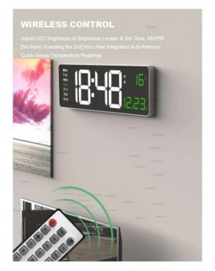 Aierwill N6 Digital Wall Clock 16inch Large Alarm Clock Remote